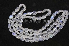 White Rainbow Faceted Oval Beads